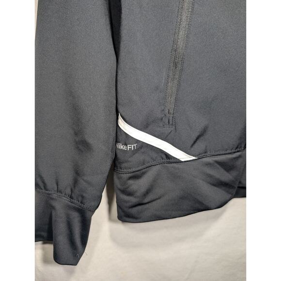 Nike Team Black Full Zip Jacket Sweater M White Stripe Logo Mock Neck Nike Fit - Picture 4 of 7
